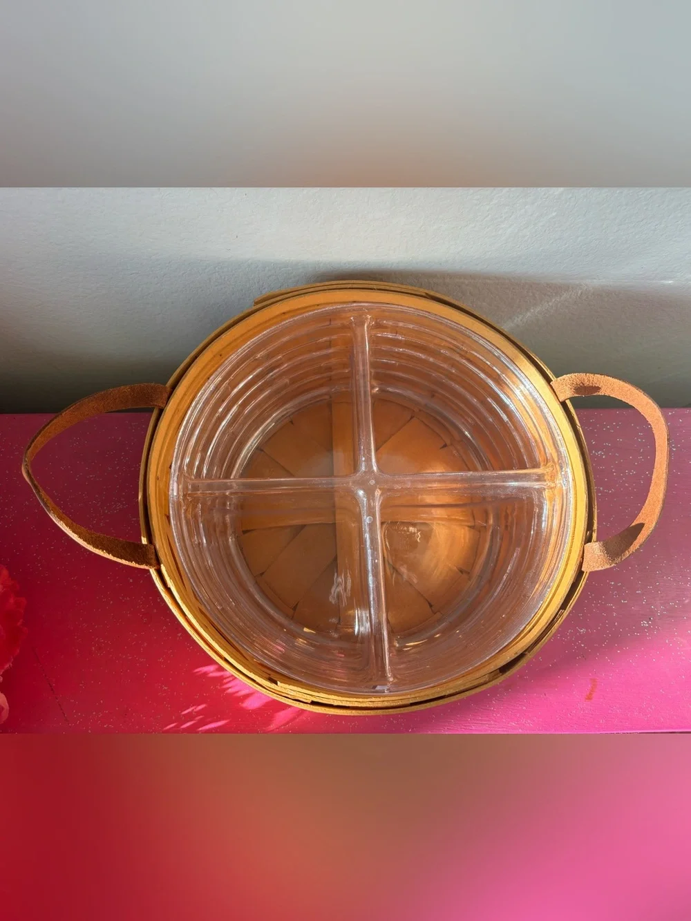Vintage 1999 Longaberger Large Darning Basket w/ 2 Different Plastic Protectors